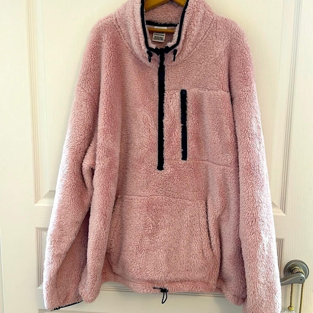 PINK fuzzy pink half zip